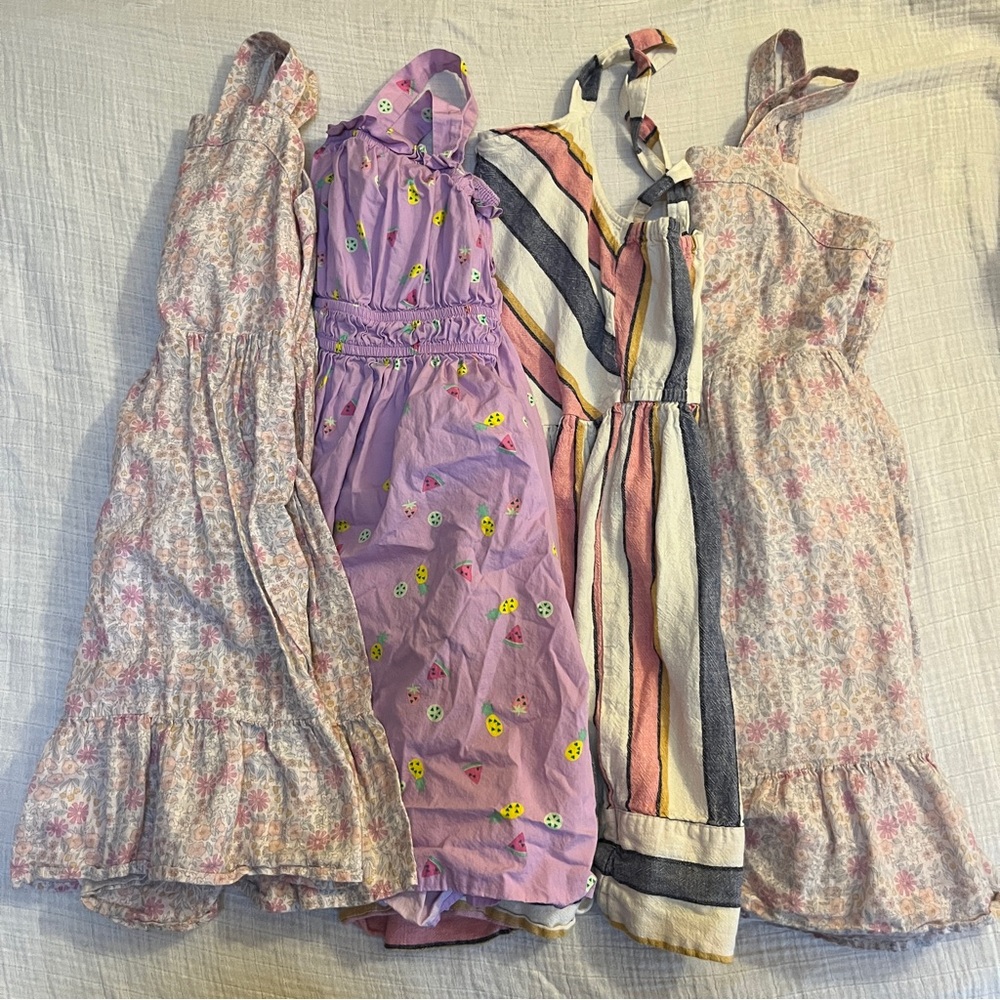 Cat & Jack Carters girls 9/10 dress lot twin floral chevron fruits spring summer